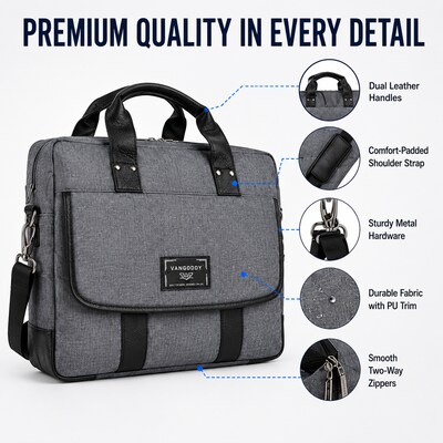 Vangoddy 14" Laptop Compatible Messenger Bag, Chrono Grey (MSBLEA132)