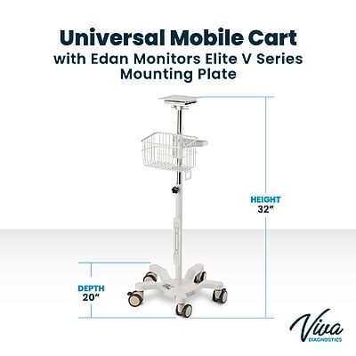 Viva Comfort Edan Elite V-Series Monitor Universal Vital Sign Mobile Stand with Mounting Plate, White (ADIME912-C-MP-07-MK)
