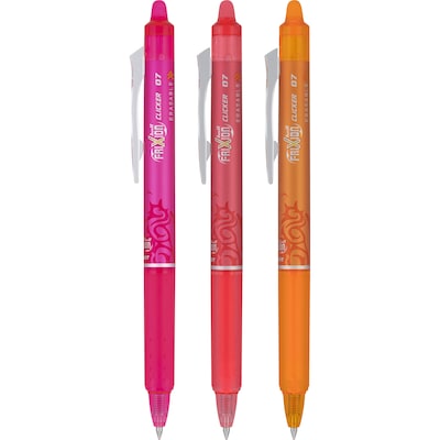 Pilot FriXion Clicker Vibe Erasable Gel Pens, Fine Point, 0.7mm, Assorted Ink, 3/Pack (22547)