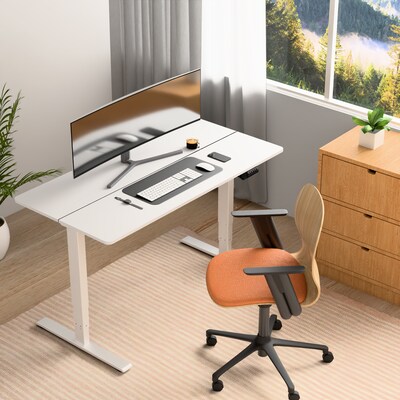 FlexiSpot ET362 55"W Electric Adjustable Standing Desk, White (4S-S09010080)