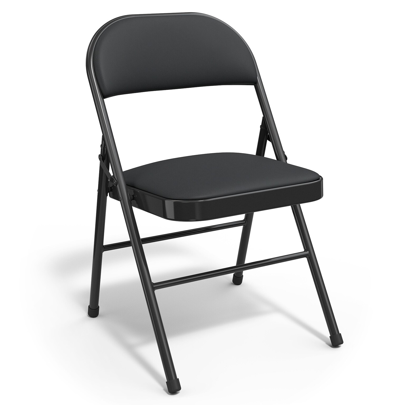 Quill Brand® Luxura Faux Leather Folding Chair, Black, 4/Pack (51504)
