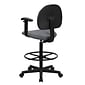 Flash Furniture Mid Back Fabric Ergonomic Drafting Stool With Arms, Gray (BT659GRYARMS)