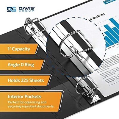 Davis Group QuickFit Heavy Duty 1 3-Ring Standard Binders, D-Ring, Black, 2/Pack (94011-02)