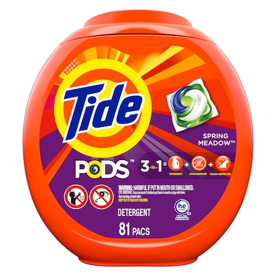 Tide PODS HE 3-in-1 Laundry Detergent Capsules, Spring Meadow, 62 oz., 81 Capsules (91781)