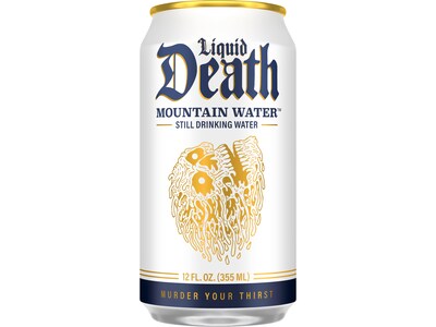 Liquid Death Mountain Water, 12 fl. oz., 6 Cans/Box, 4 Boxes/Carton (LD-12-4x6pk)