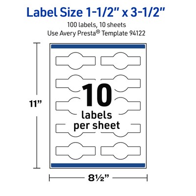 Avery Cigar Laser Multipurpose Labels, 1.5" x 3.5", White, 100/Pack (19479399164)