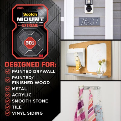 Scotch Extreme Foam Double-Sided Mounting Tape, 1" x 11.11 yds., Black (414LONGDC)