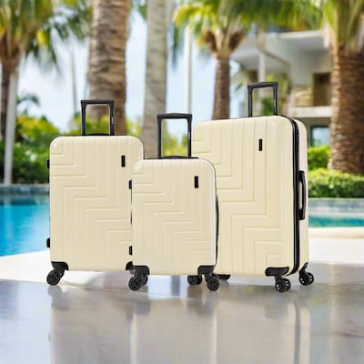 DUKAP Zahav 3-Piece Hardside Spinner Luggage Set, TSA Checkpoint Friendly, Sand (DKZAHSML-SAN)