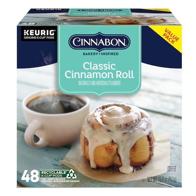 Cinnabon® Classic Cinnamon Roll Coffee, Keurig® K-Cup® Pods, Light Roast, 48/Box (373156)