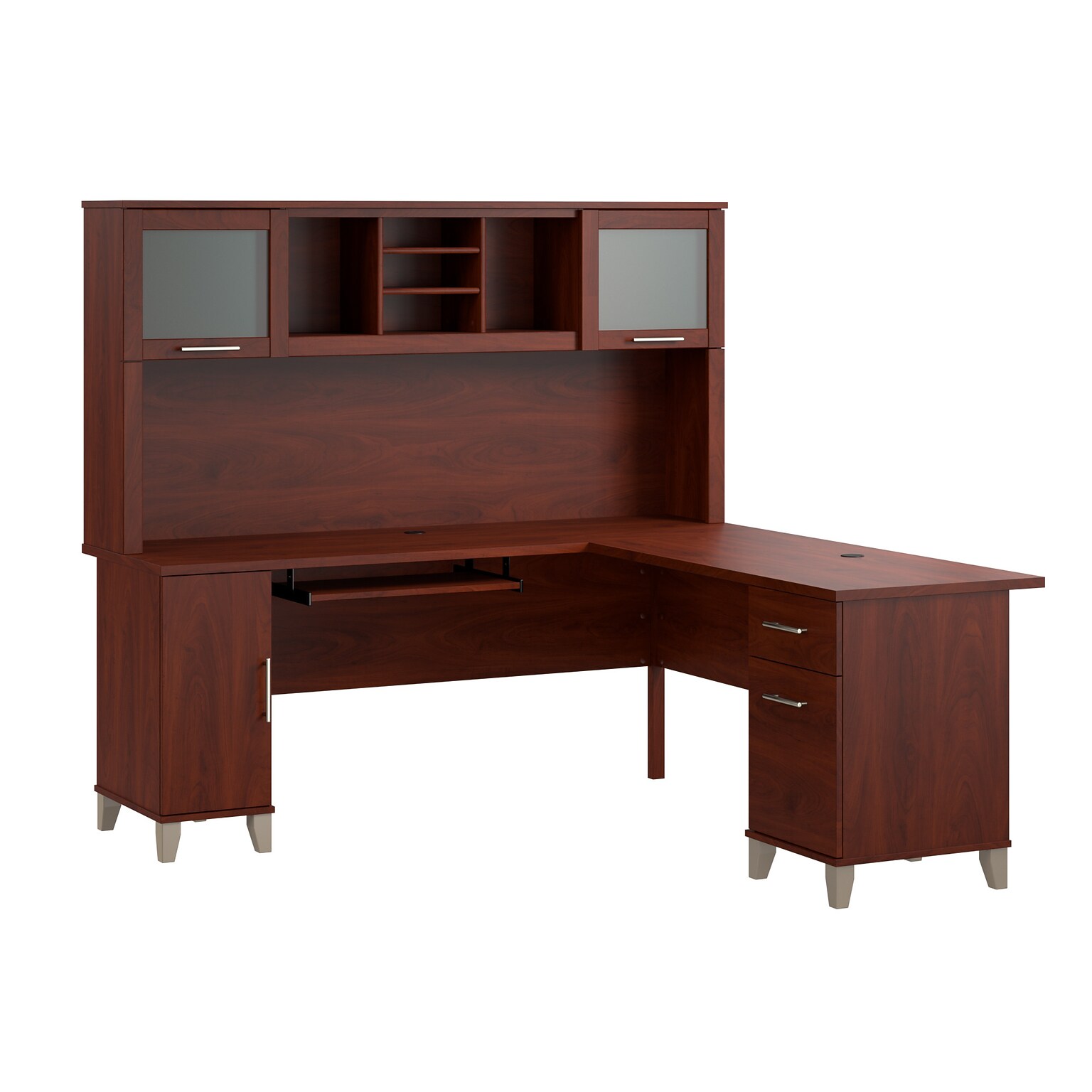Bush Home Somerset 72 W L Shaped Computer Desk with Hutch, Hansen Cherry (SET001HC)