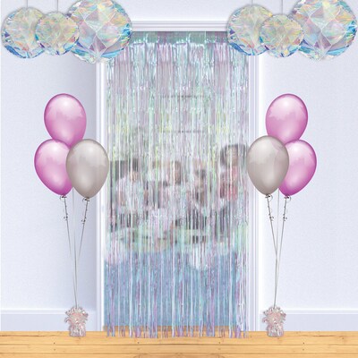 Beistle Metallic Fringe Curtain, Iridescent, 2/Pack (53528)