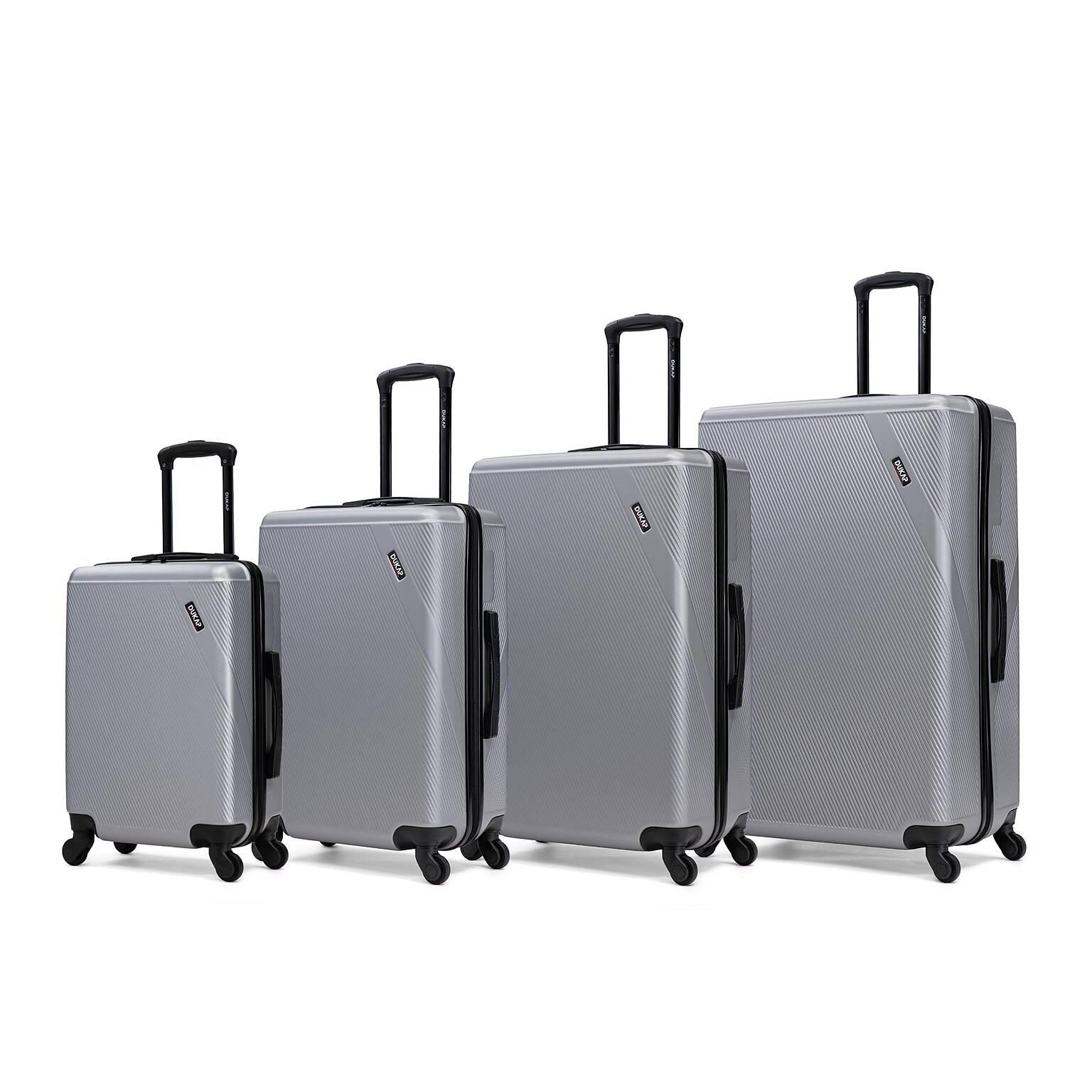 DUKAP Discovery 4-Piece Hardside Spinner Luggage Set, TSA Checkpoint Friendly, Silver (DKDISSMLXL-SIL)