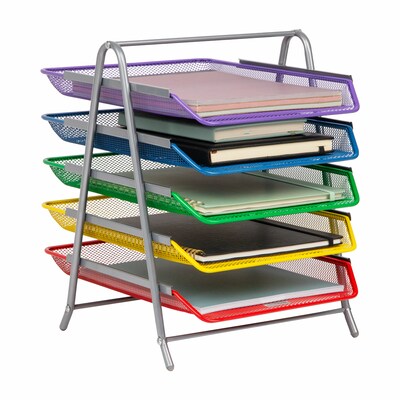 Mind Reader 5-Compartment Metal Desk Tray, Multicolored (5TPAPER-ASST)