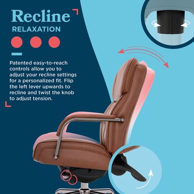 La-Z-Boy Symphony Ergonomic Bonded Leather Swivel Executive Chair, Cognac and Graphite (CCHR10013C)