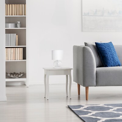 Creekwood Home Round Modern Glass 13.75" LED Table Lamp, Clear/White (CWT-1015-CW)