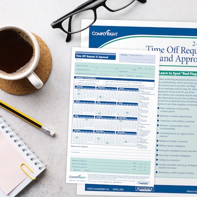 ComplyRight 2025 Time Off Request and Approval Form, 2-Part, 50 Forms/Pack (A0045)