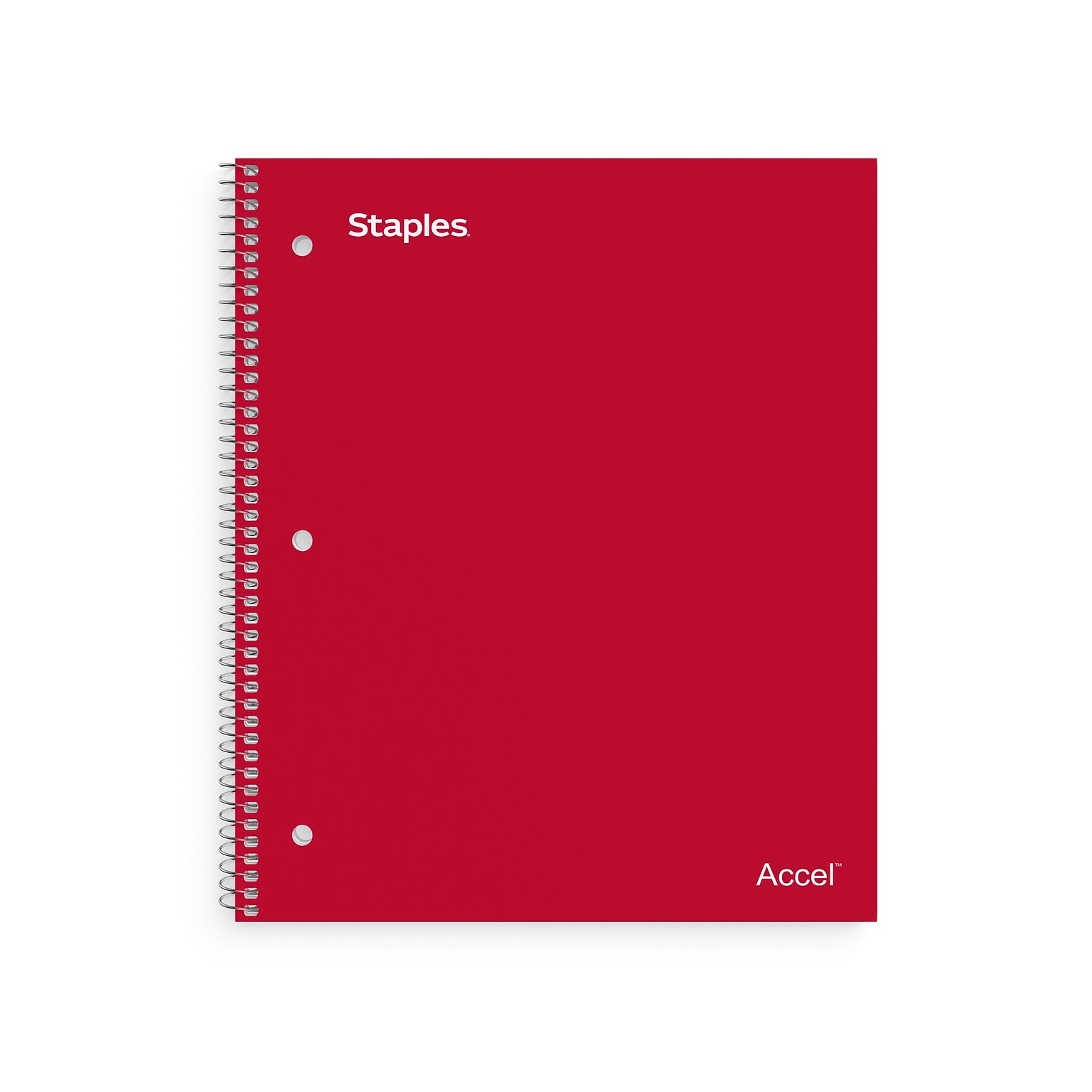 Staples Premium 1-Subject Notebook, 8.5 x 11, College Ruled, 100 Sheets, Red, 12 Notebooks/Carton (ST20952CT)