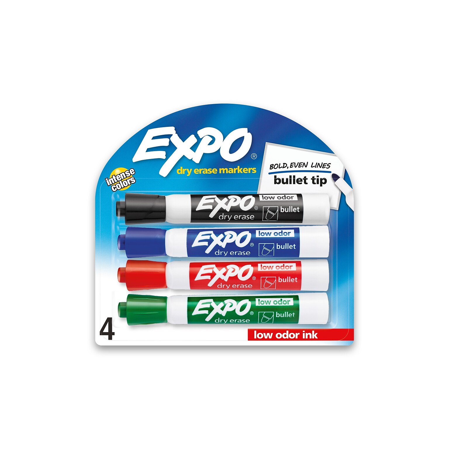 Expo Dry Erase Markers, Bullet Tip, Assorted, 4/Pack (2081760)