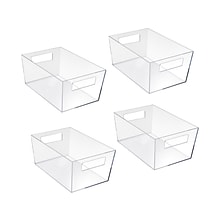 Azar X-Large Open Lid Storage Tote, Clear, 4/Pack (556239)