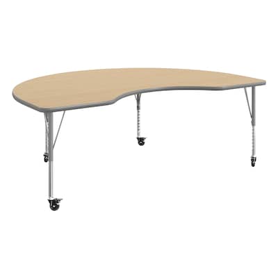 Flash Furniture Wren Kidney Activity Table, 72 x 48, Height Adjustable, Light Natural Top/Silver Frame (XUA4872KDLNTPC)