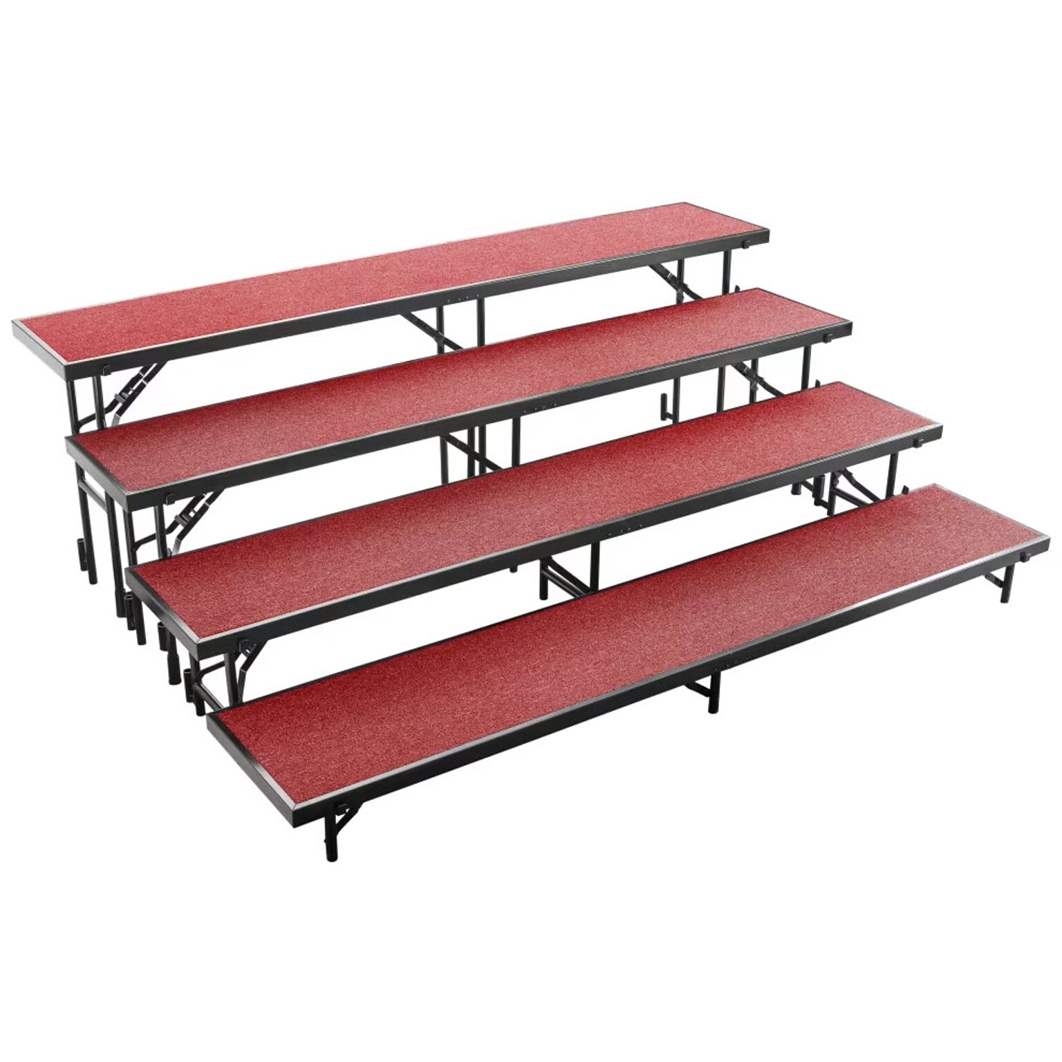 NPS 4 Level Straight Standing Choral Riser, Red Carpet, 72W x 60-78L x 32H (RS4LC40)