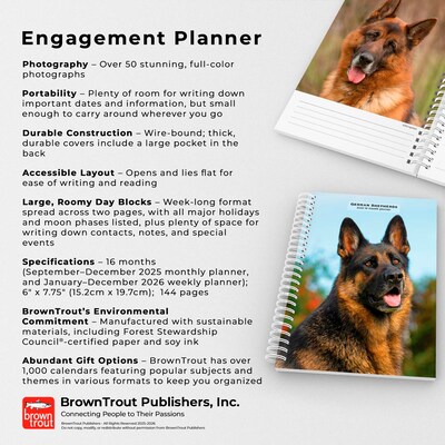 2026 BrownTrout German Shepherds 6.5" x 7.75" Weekly Planner (9798330703371)