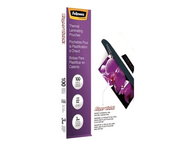 Fellowes SuperQuick Thermal Laminating Pouches, Letter Size, 3 Mil, 100/Pack (5245801)