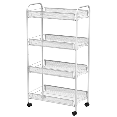 Better Houseware Steel Wheeled Trolley Organizer, White (BTH2002)