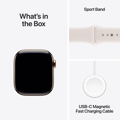 Apple Watch Series 11 GPS + Cellular Smartwatch, 42mm, Gold Titanium Case with Light Blush Sport Band, Small/Medium (MF8W4LW/A)