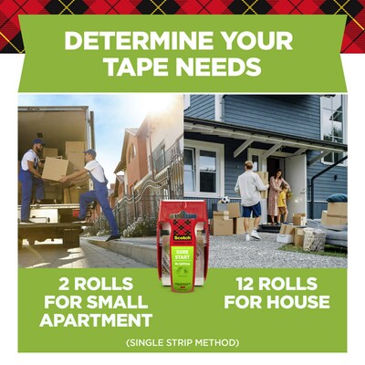 Scotch Sure Start Shipping Packing Tape with Dispenser, 1.88" x 22.2 yds., Clear (145)