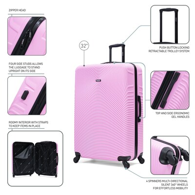 DUKAP Inception 33.86" Hardside Suitcase, 4-Wheeled Spinner, TSA Checkpoint Friendly, Pink (DKINC00XL-PNK)