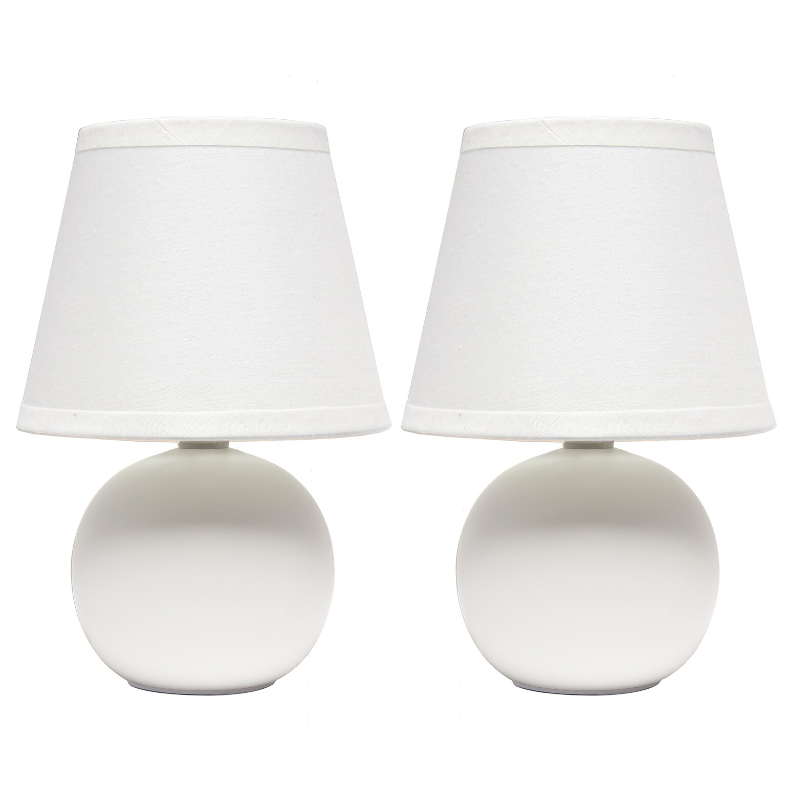 Creekwood Home Nauru 8.66 Traditional Petite Ceramic Orb Base Bedside Table Desk Lamp, Off White, 2/Pack (CWT-2004-OF-2PK)