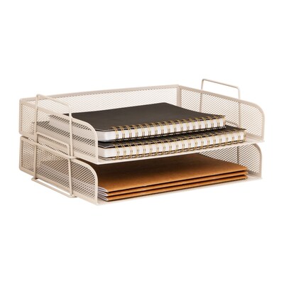 Staples Metal Mesh Side Loading Stackable Letter Tray, Letter Size, Warm White, 2/Pack (ST63841)