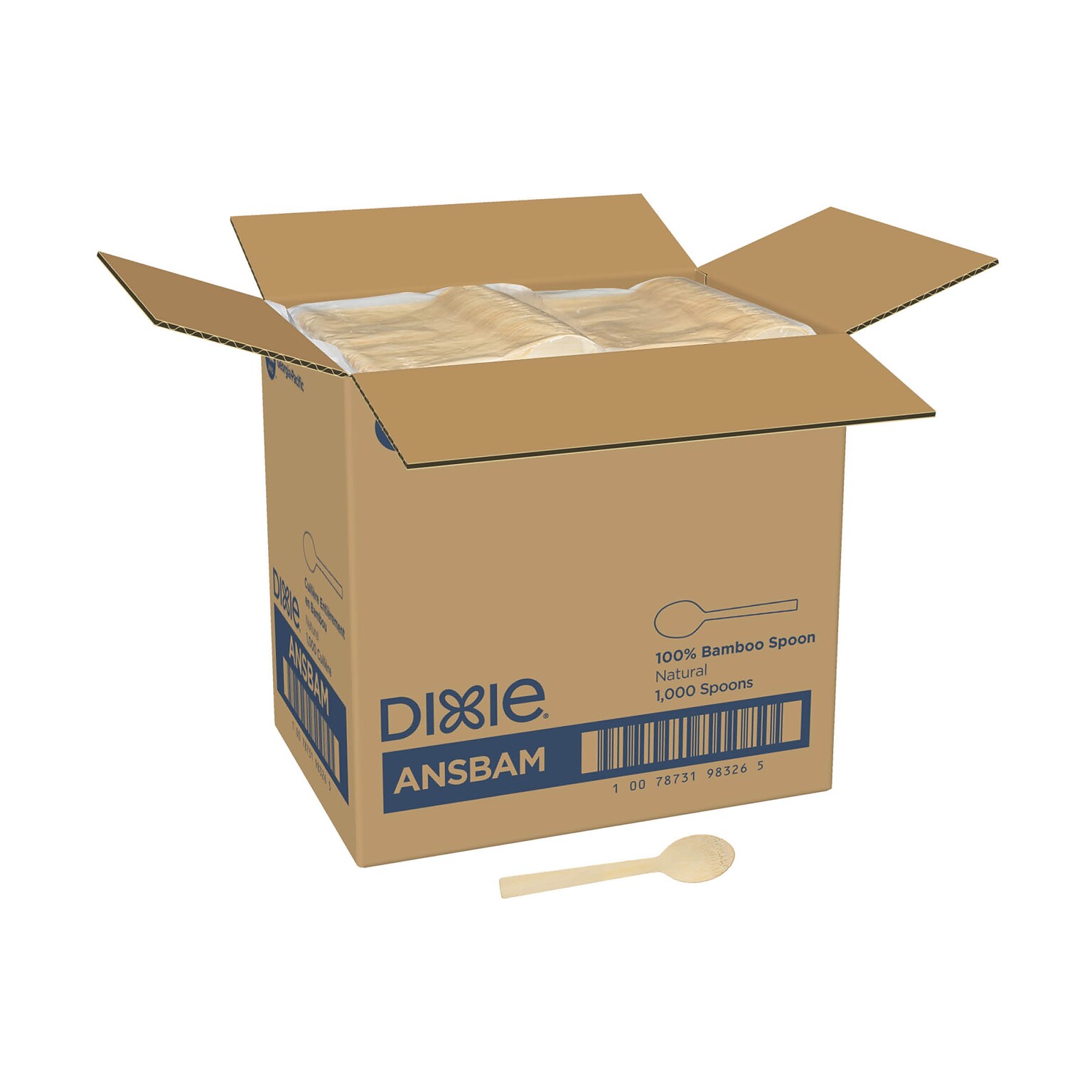 Dixie Compostable Bamboo Spoon, Brown, 1000/Box (ANSBAM)