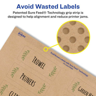 Avery Laser/Inkjet Rectangle Multipurpose Labels, 1" x 4", Kraft Brown, 1000 Labels/Box (94202)