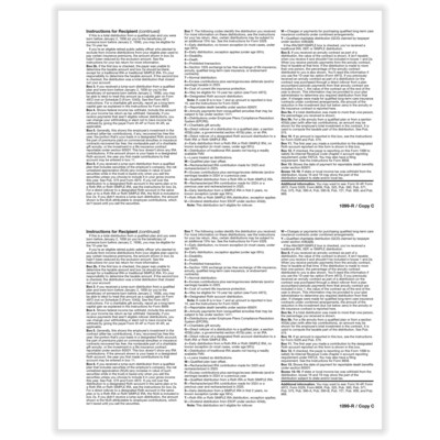 ComplyRight 2025 1099-R Tax Form, 1-Part, 2-Up, Recipient Copy C, 50/Pack (514250)