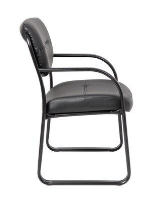 Boss Leather Sled Base Side Chair, Black (B9529)