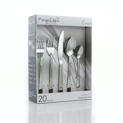 MegaChef Cravat Stainless Steel Flatware Set, 20 Piece (937112459M)