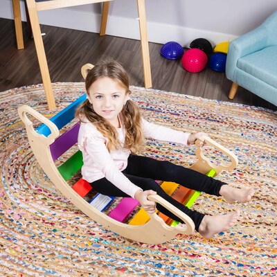 Bintiva Wood Childrens Rocker for Toddlers, Multicolored (BNVROKRSTDBT)