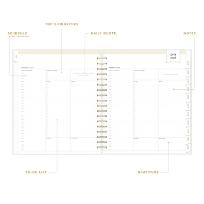 2026-2027 Blue Sky Day Designer 8 x 10 Academic Year Daily & Monthly Planner, Plastic Cover, Rugby Stripe (137885-A27)