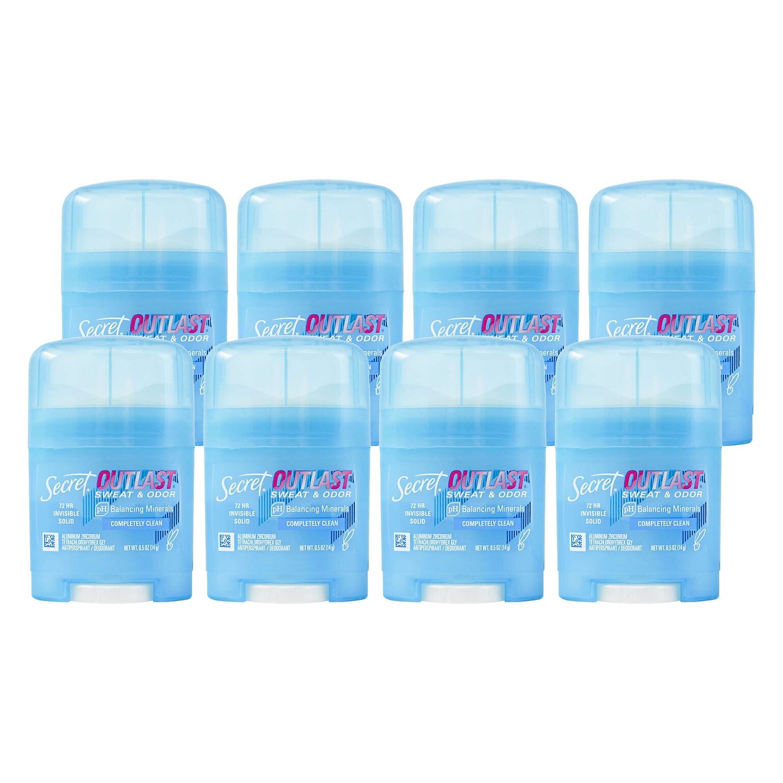 Secret Outlast Invisible Solid Antiperspirant, 0.5 oz Stick, 8 Sticks/Bag, 18 Bags/Carton