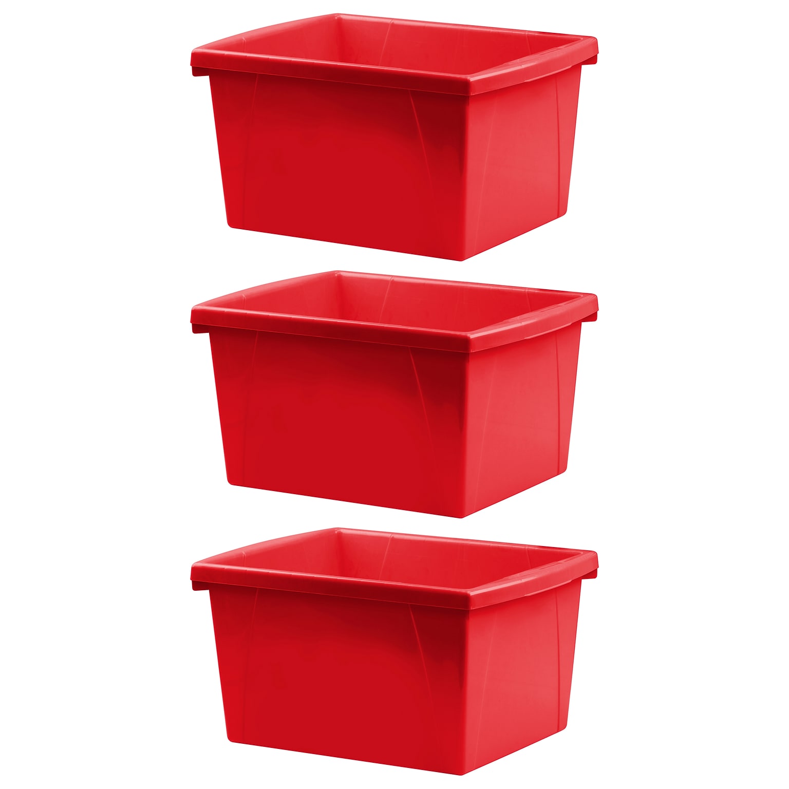 Storex Polypropylene/PP 4 Gallon Classroom Storage Bin, 7.9 x 11.3 x 13.6, Red, 3/Bundle (STX61452U06C-3)