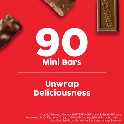 Butterfinger, CRUNCH, and Baby Ruth Assorted Minis Candy Bars, 32.4oz (FEU71526)