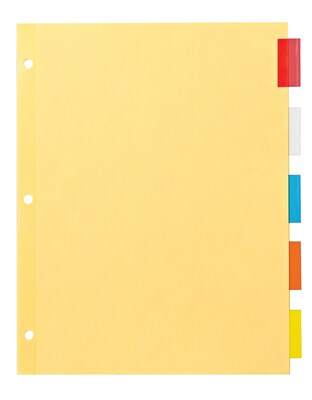 Office Essentials Insertable Paper Dividers, 5 Tabs, Multicolored (11465)