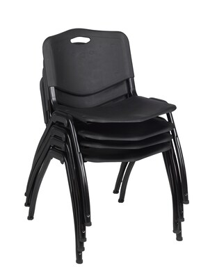 Regency 48" Round Laminate Maple & Kobe Base Table With 4 M Stacker Chairs, Black (TKB48RNDPL47BK)