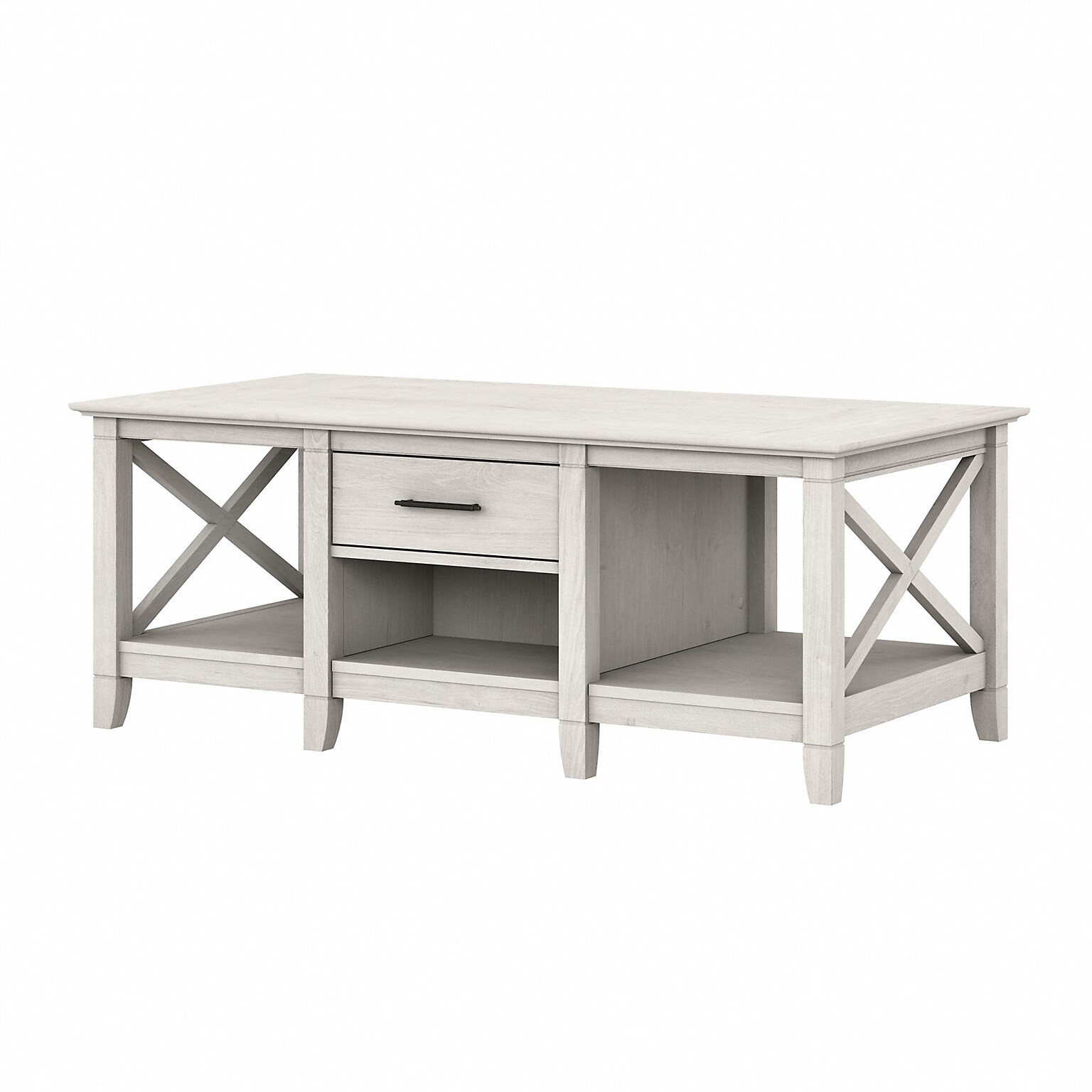 Bush Furniture Key West 47.2 x 23.94 Coffee Table, Linen White Oak (KWT148LW-03)