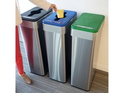 HLS Commercial Stainless Steel Trash Cans, 21-Gallon, Assorted Colors, 3/Set (HLS21UOTTRIO)