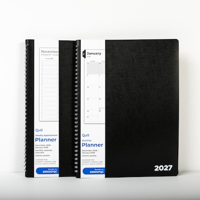 2027 Quill Brand® 8" x 11" 14-Month Monthly Planner, Black (63001-27-QCC)
