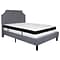 Flash Furniture Brighton Tufted Upholstered Platform Bed in Light Gray Fabric with Memory Foam Mattr