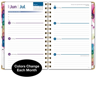 2027 Excello Brands 5.5" x 8" Weekly & Monthly Planner, Paperboard Cover, Rainbow Floral (ORY27-FSH58-53)
